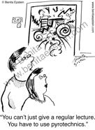 funny college university higher education lecture pyrotechnics classroom campus teaching teacher teach professor cartoon 1083